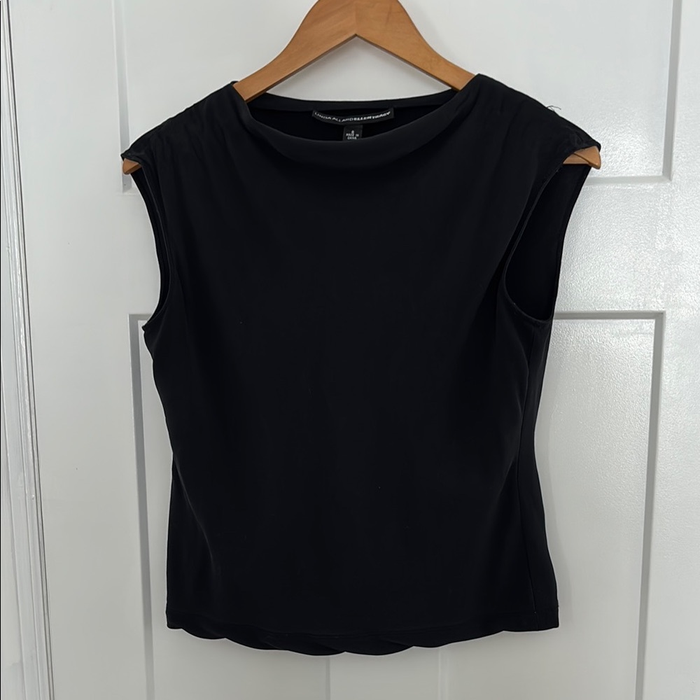 Linda Allard Ellen Tracy Black Sleeveless Silk Top